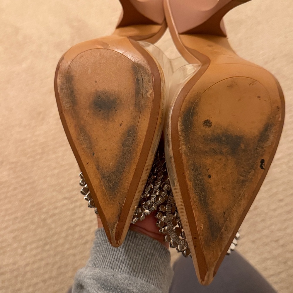 Zara Tan Slingback Heels with Silver Accents - Picture 2 of 4